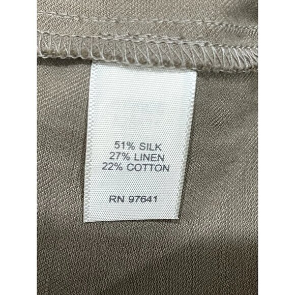 J. Jill Silk Linen blend Wide Leg pant Khaki/olive Pockets Size 4 Career Office - Picture 6 of 8